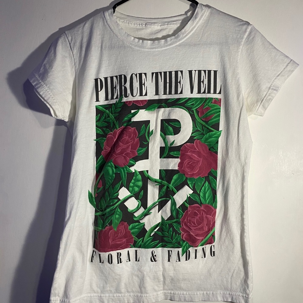 White Pierce the Veil Floral and Fading Band Shirt
